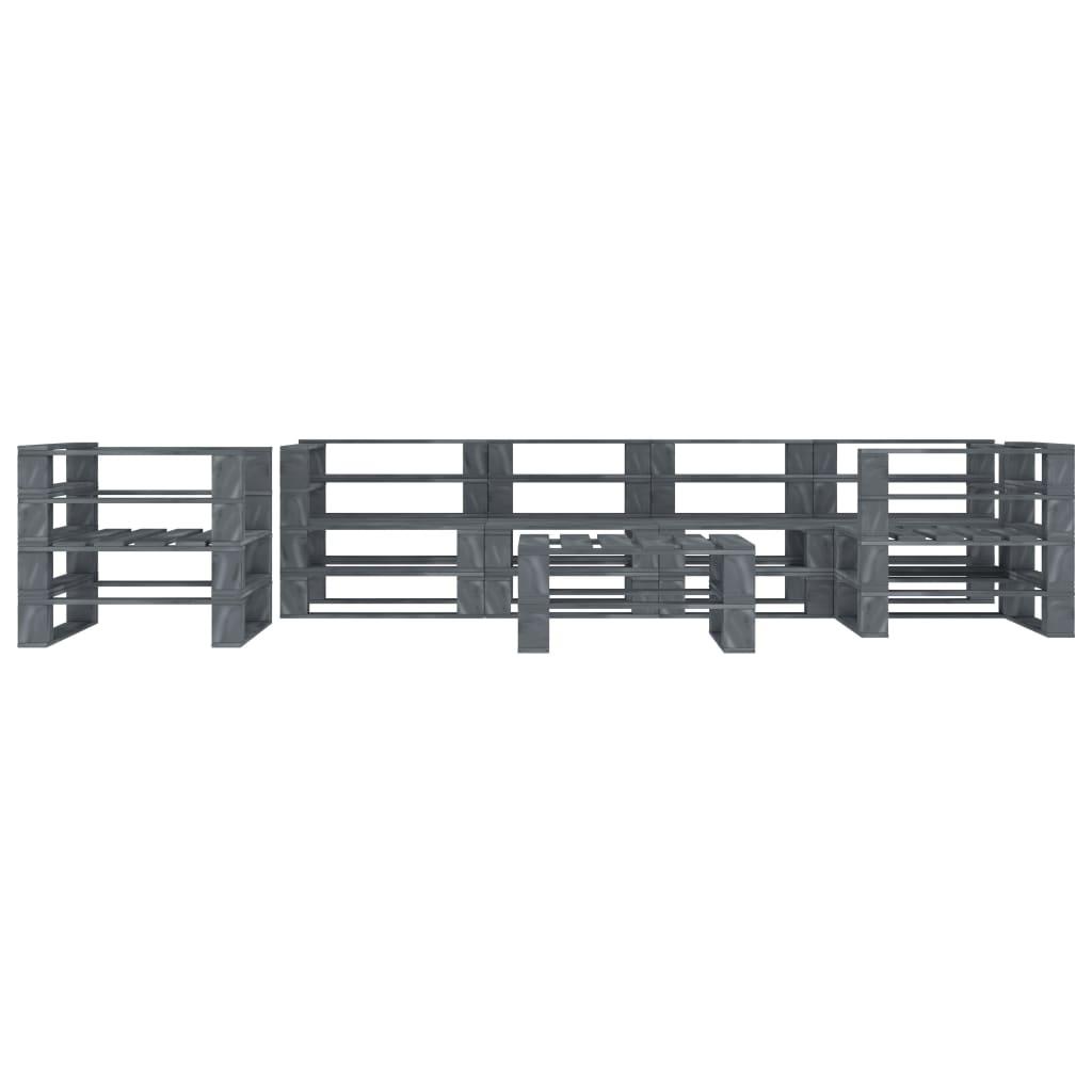 7 Piece Garden Pallet Lounge Set Wood Grey