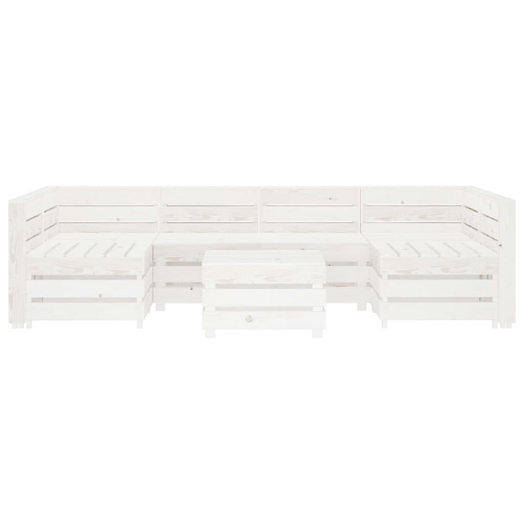 7 Piece Garden Lounge Set Pallets Wood White