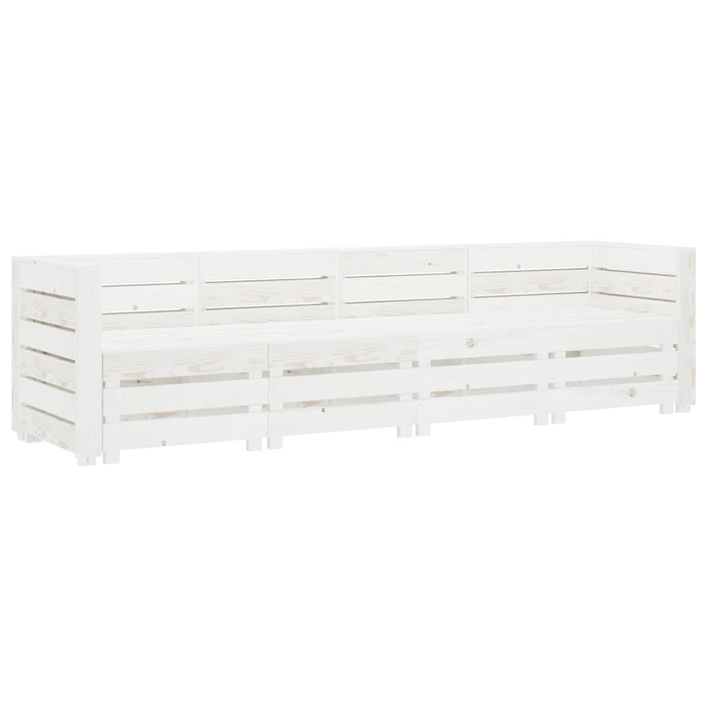 Garden 4-Seater Pallet Sofa Wood White