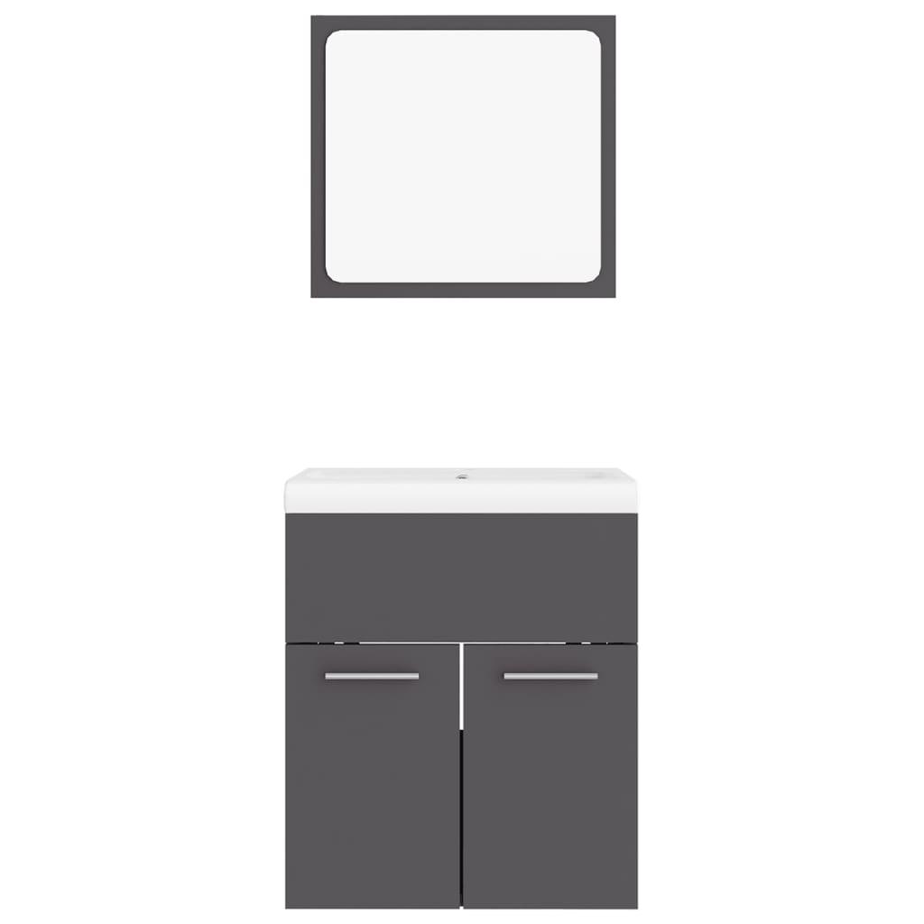 Bathroom Furniture Set Grey Engineered Wood