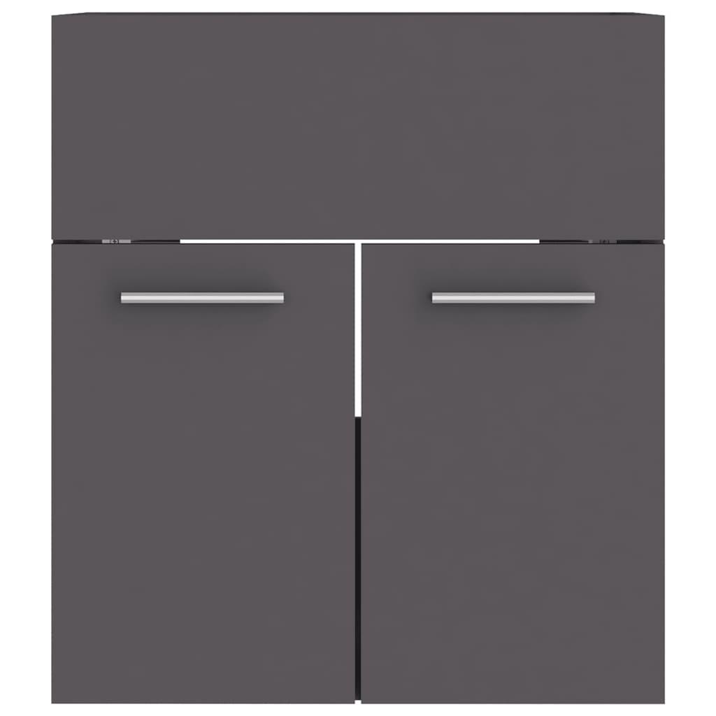 Bathroom Furniture Set Grey Engineered Wood