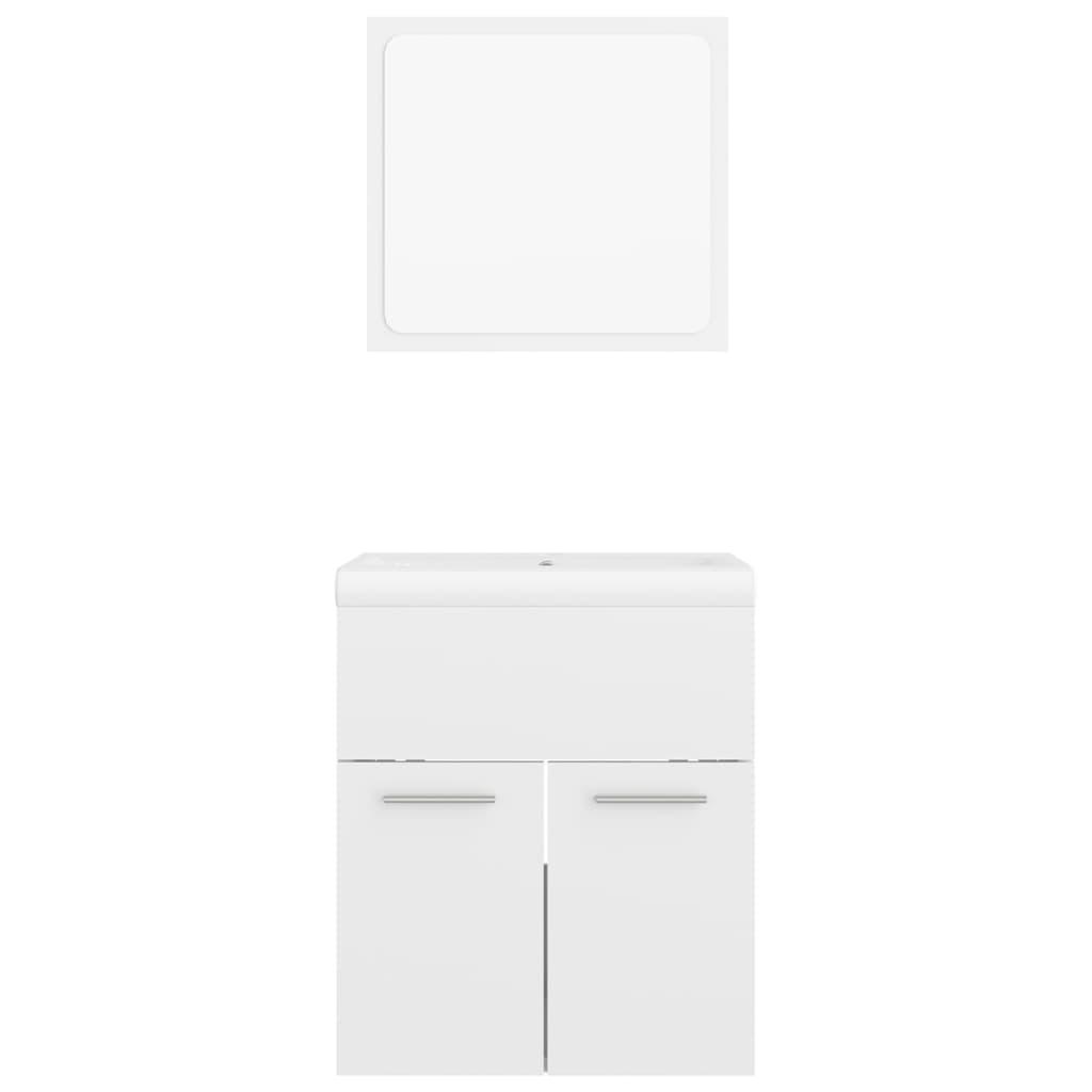 Bathroom Furniture Set High Gloss White Engineered Wood