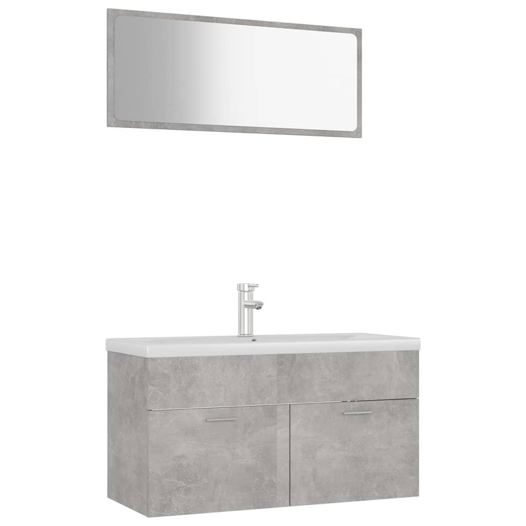 Bathroom Furniture Set Concrete Grey Engineered Wood
