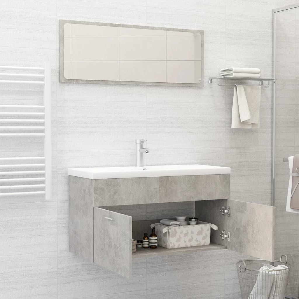 Bathroom Furniture Set Concrete Grey Engineered Wood