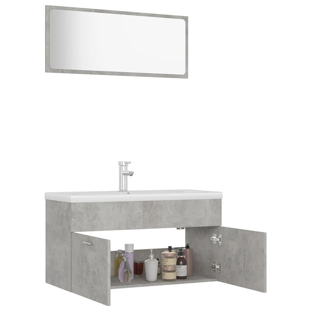 Bathroom Furniture Set Concrete Grey Engineered Wood