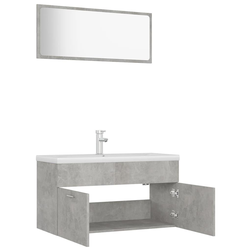 Bathroom Furniture Set Concrete Grey Engineered Wood