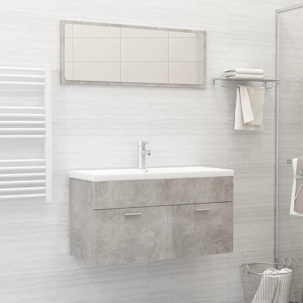 Bathroom Furniture Set Concrete Grey Engineered Wood