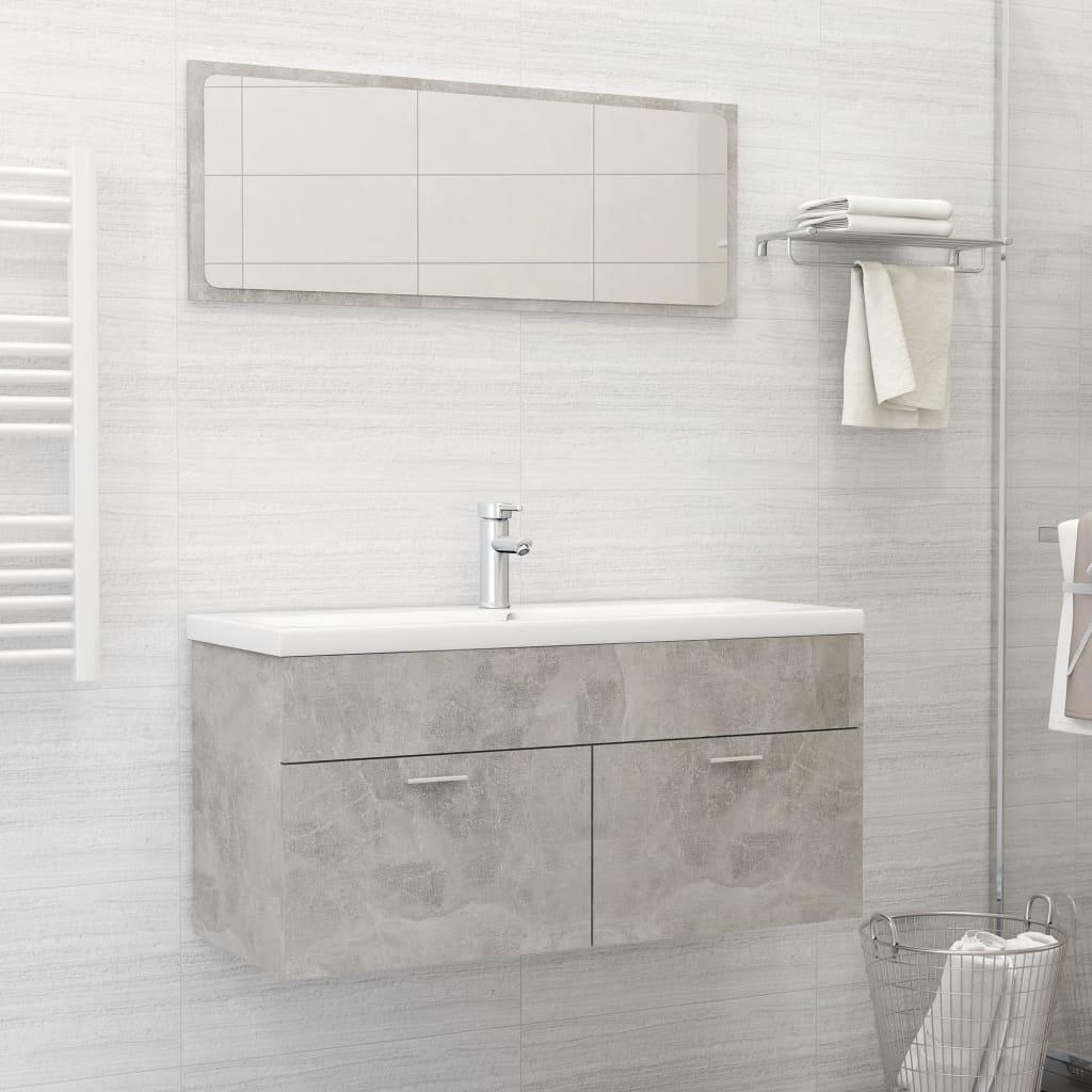 Bathroom Furniture Set Concrete Grey Engineered Wood