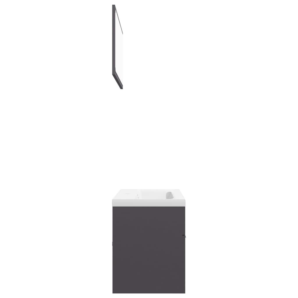 Bathroom Furniture Set High Gloss Grey Engineered Wood