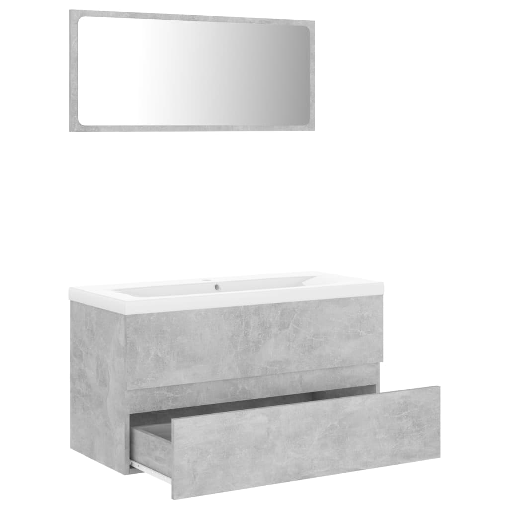 Bathroom Furniture Set Concrete Grey Engineered Wood