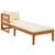 Sun Lounger with 1 Armrest Cream White Solid Acacia Wood