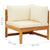 Corner Sofa with Cream White Cushions Solid Acacia Wood