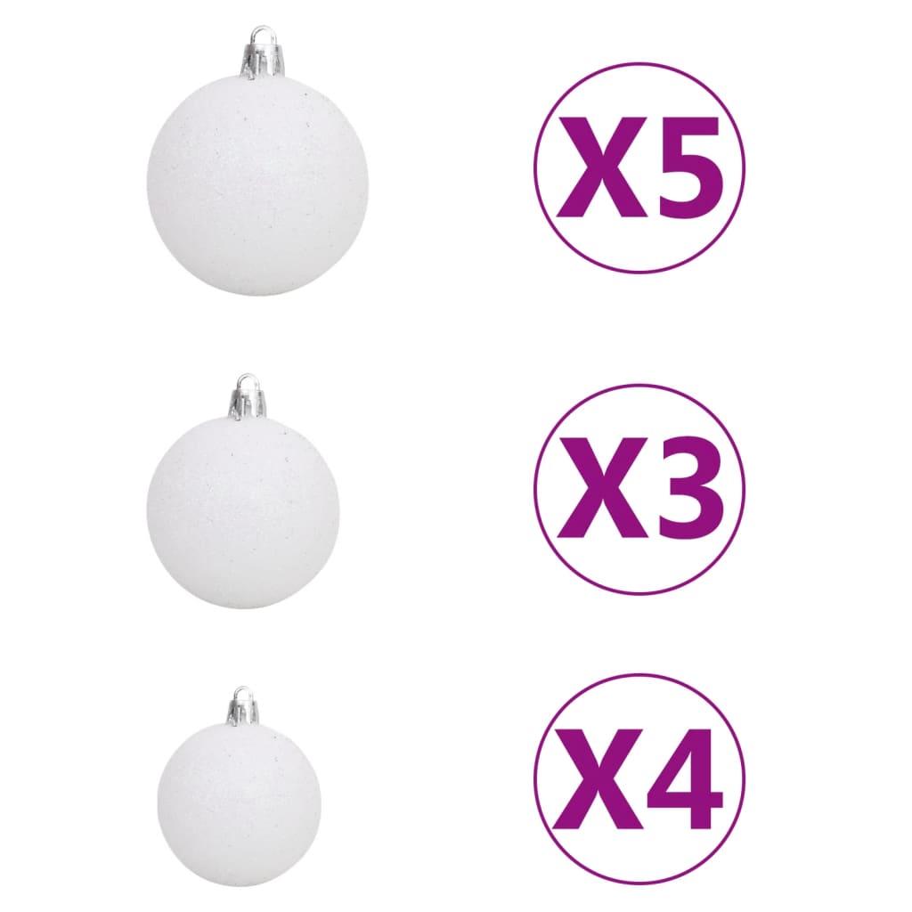 61 Piece Christmas Ball Set with Peak and 150 LEDs White&Gey