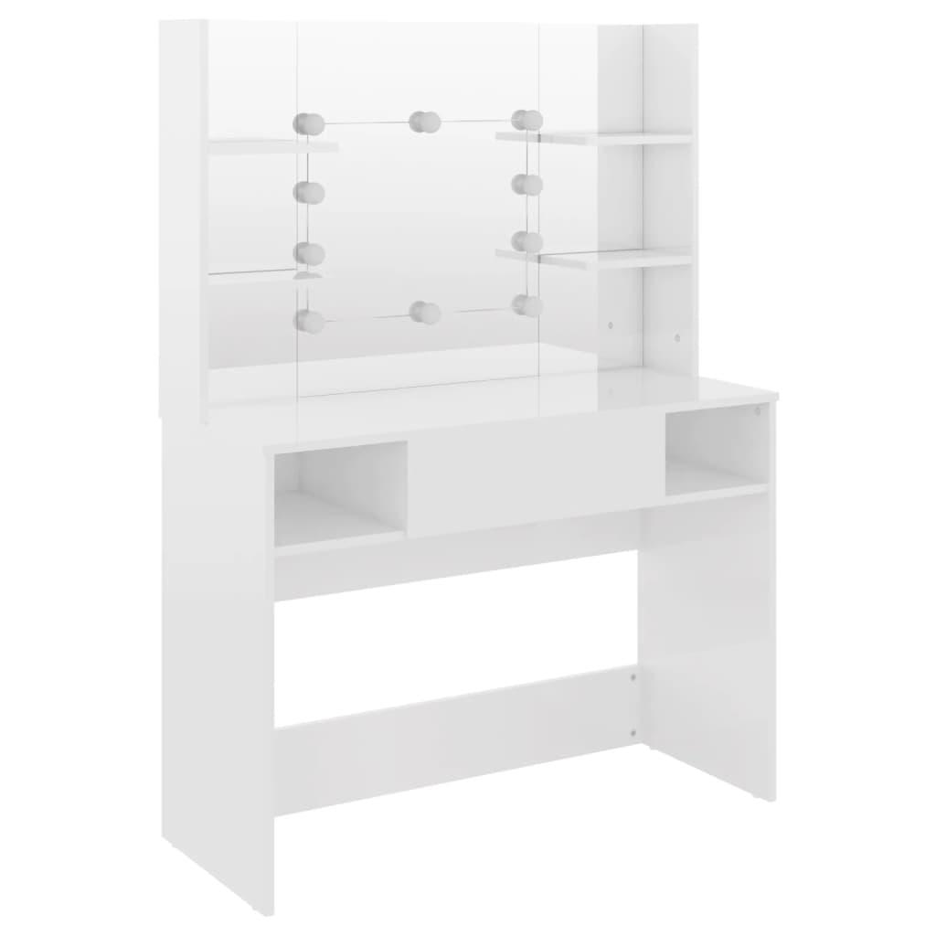 Makeup Table with LED Lights 100x40x135 cm MDF Shining White