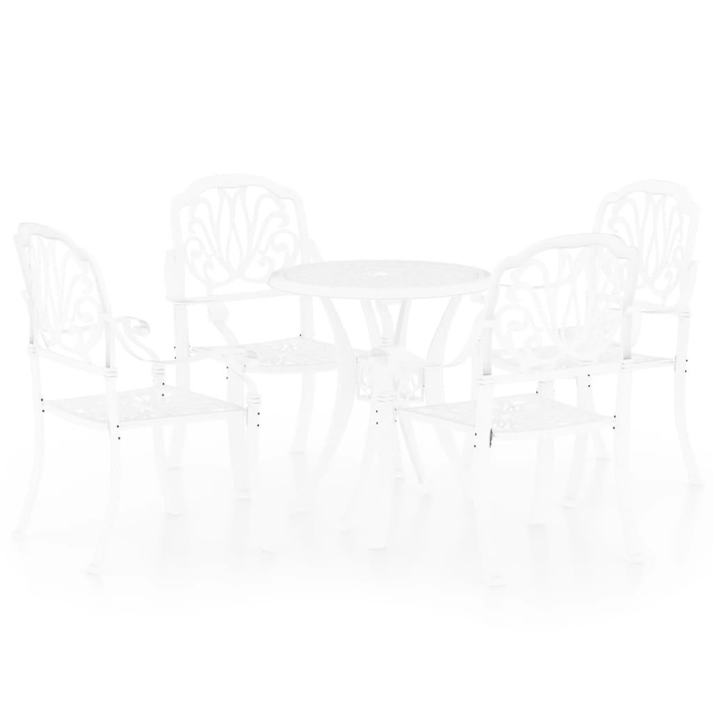 5 Piece Bistro Set Cast Aluminium White