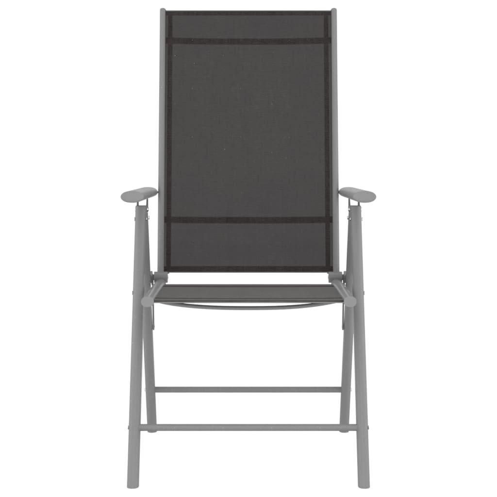 7 Piece Garden Dining Set Aluminium Silver and Black