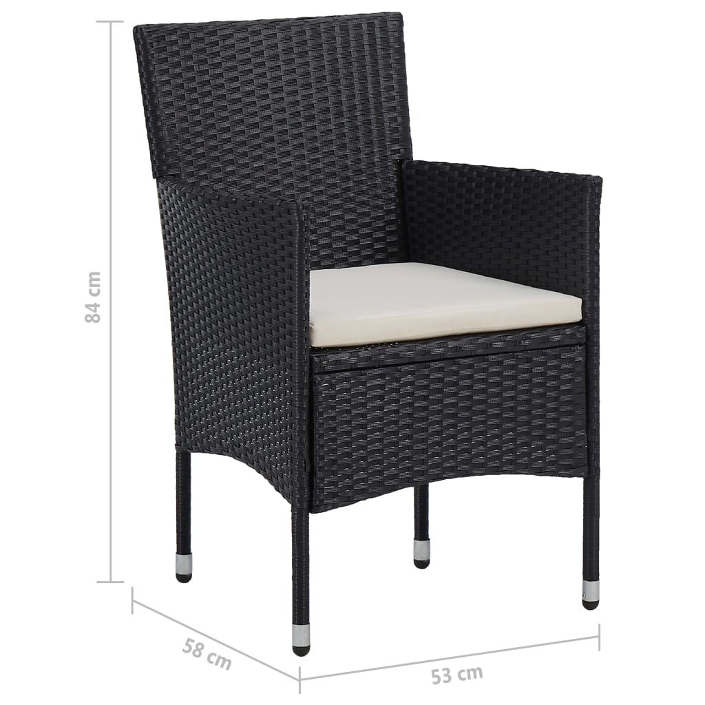 5 Piece Garden Dining Set Black