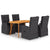 5 Piece Garden Dining Set Black