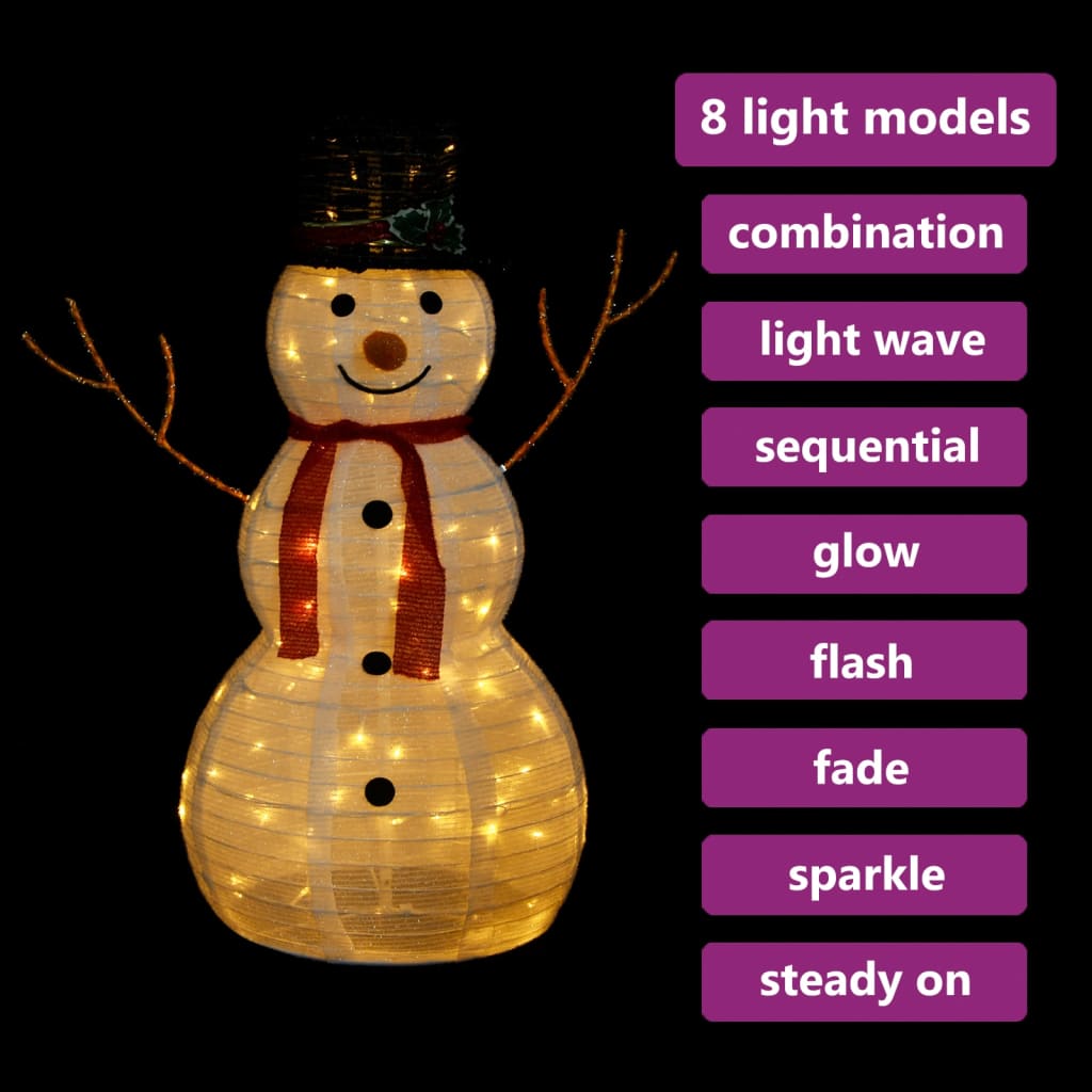 Decorative Christmas Snowman Figure with LED Luxury Fabric 90cm