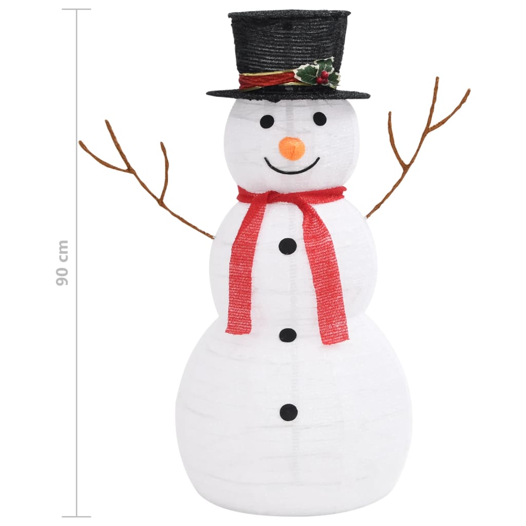 Decorative Christmas Snowman Figure with LED Luxury Fabric 90cm