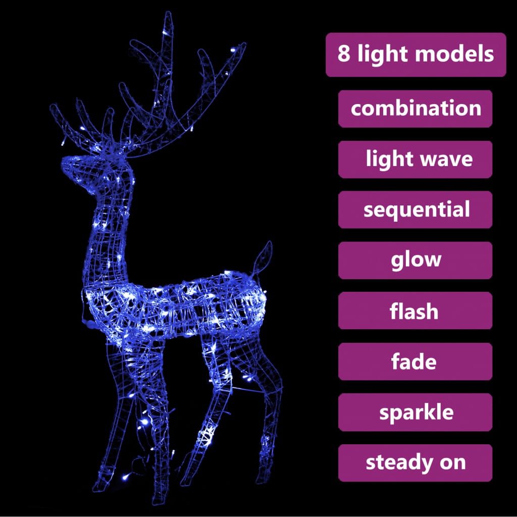 Acrylic Reindeer Christmas Decoration 140 LEDs 120 cm Blue