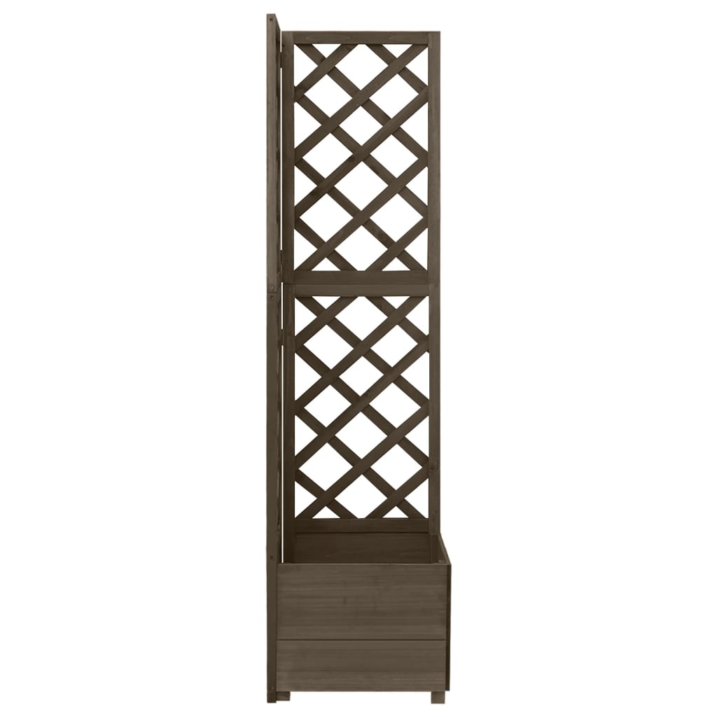 Corner Trellis Planter Grey 40x40x150 cm Solid Fir Wood