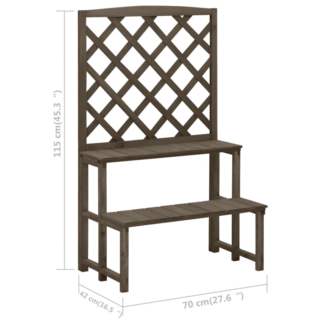 Plant Stand with Trellis Grey 70x42x115 cm Solid Fir Wood