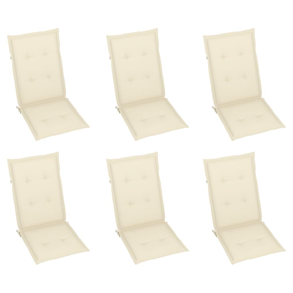 Reclining Garden Chairs with Cushions 6 pcs Solid Teak Wood