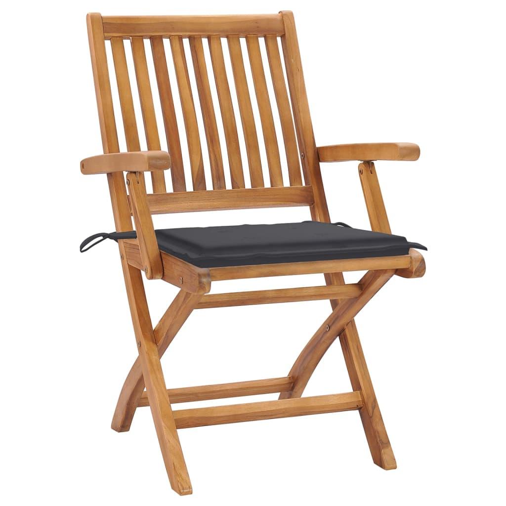 Folding Garden Chairs with Cushions 4 pcs Solid Teak Wood