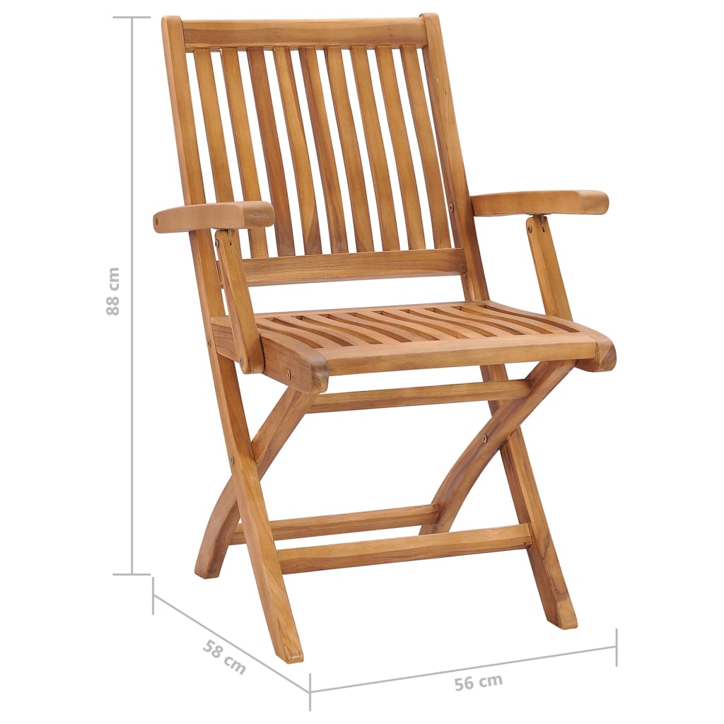 Folding Garden Chairs with Cushions 8 pcs Solid Teak Wood