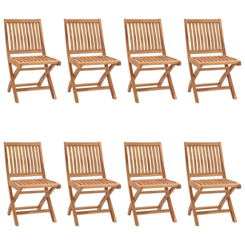 Folding Garden Chairs 8 pcs Solid Teak Wood