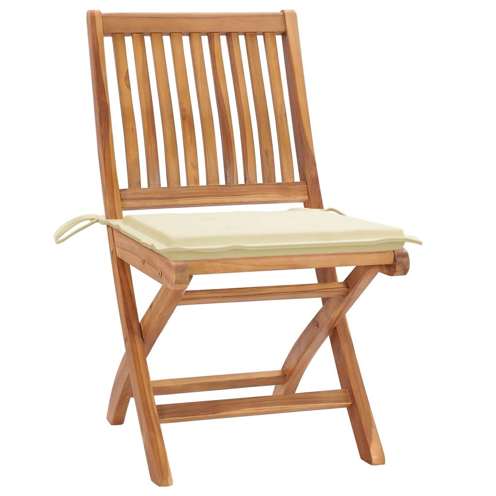 Folding Garden Chairs with Cushions 6 pcs Solid Teak Wood