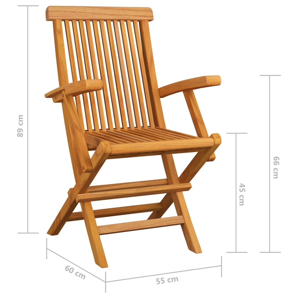 Garden Chairs with Beige Cushions 8 pcs Solid Teak Wood