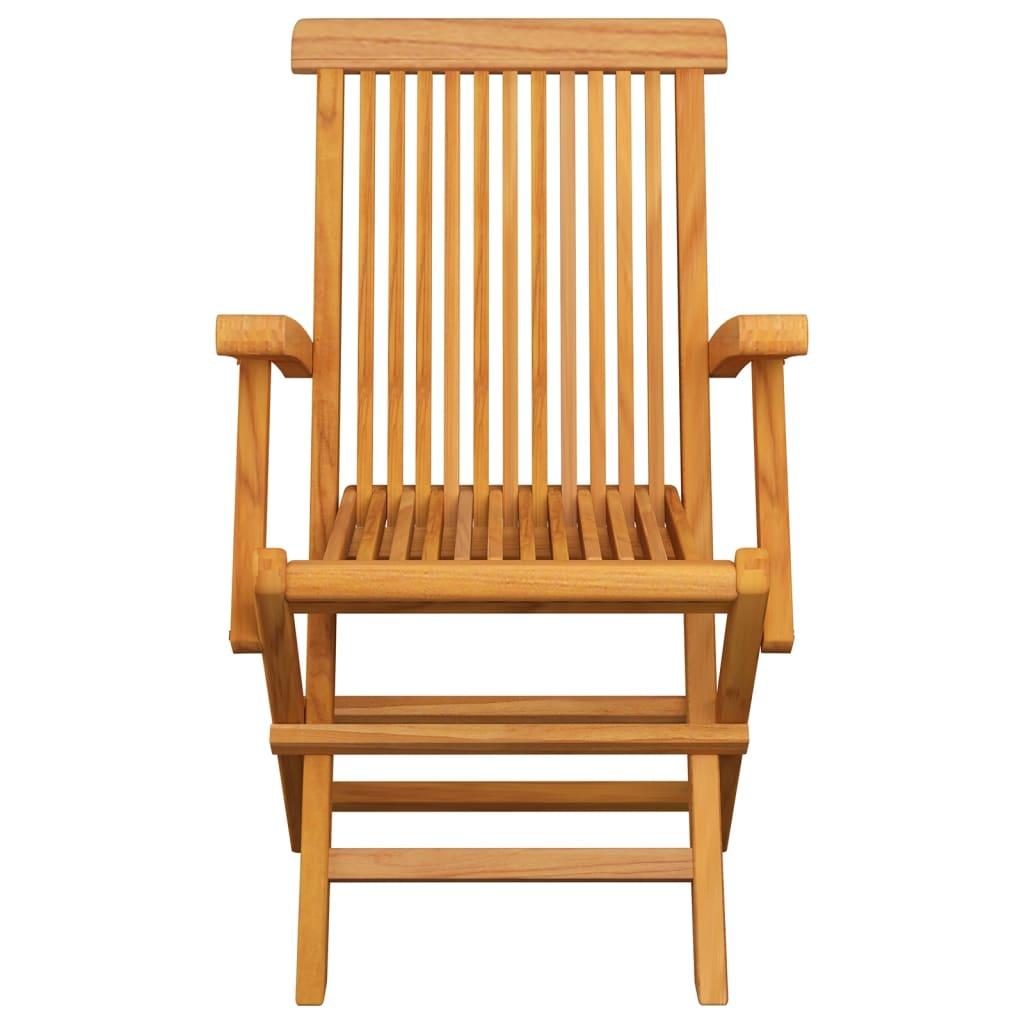 Garden Chairs with Beige Cushions 8 pcs Solid Teak Wood