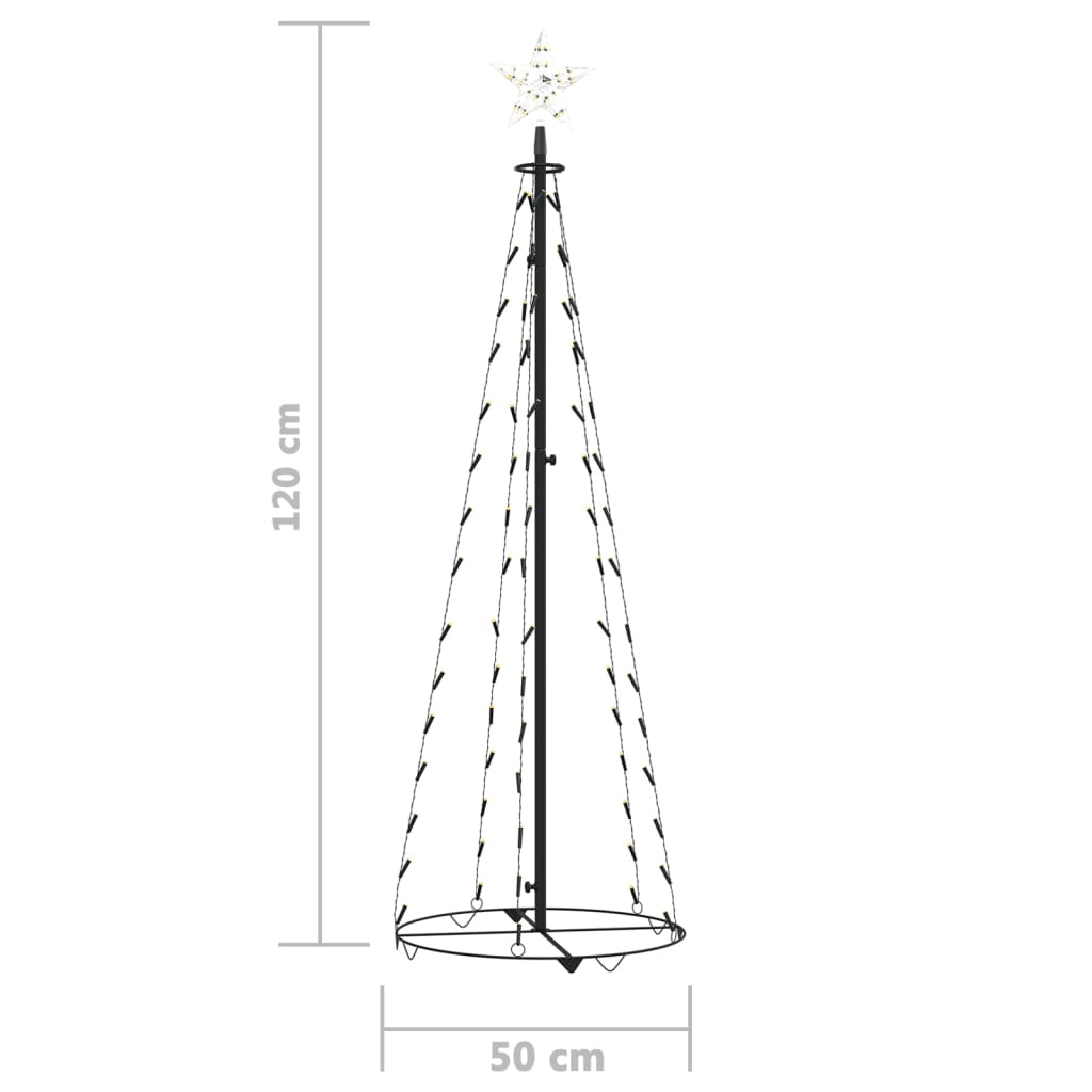 Christmas Cone Tree 70 Warm White LEDs Decoration 50x120 cm