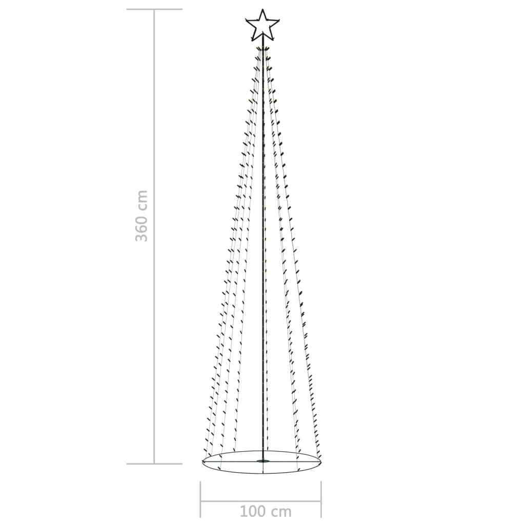 Christmas Cone Tree 400 Warm White LEDs Decoration 100x360 cm