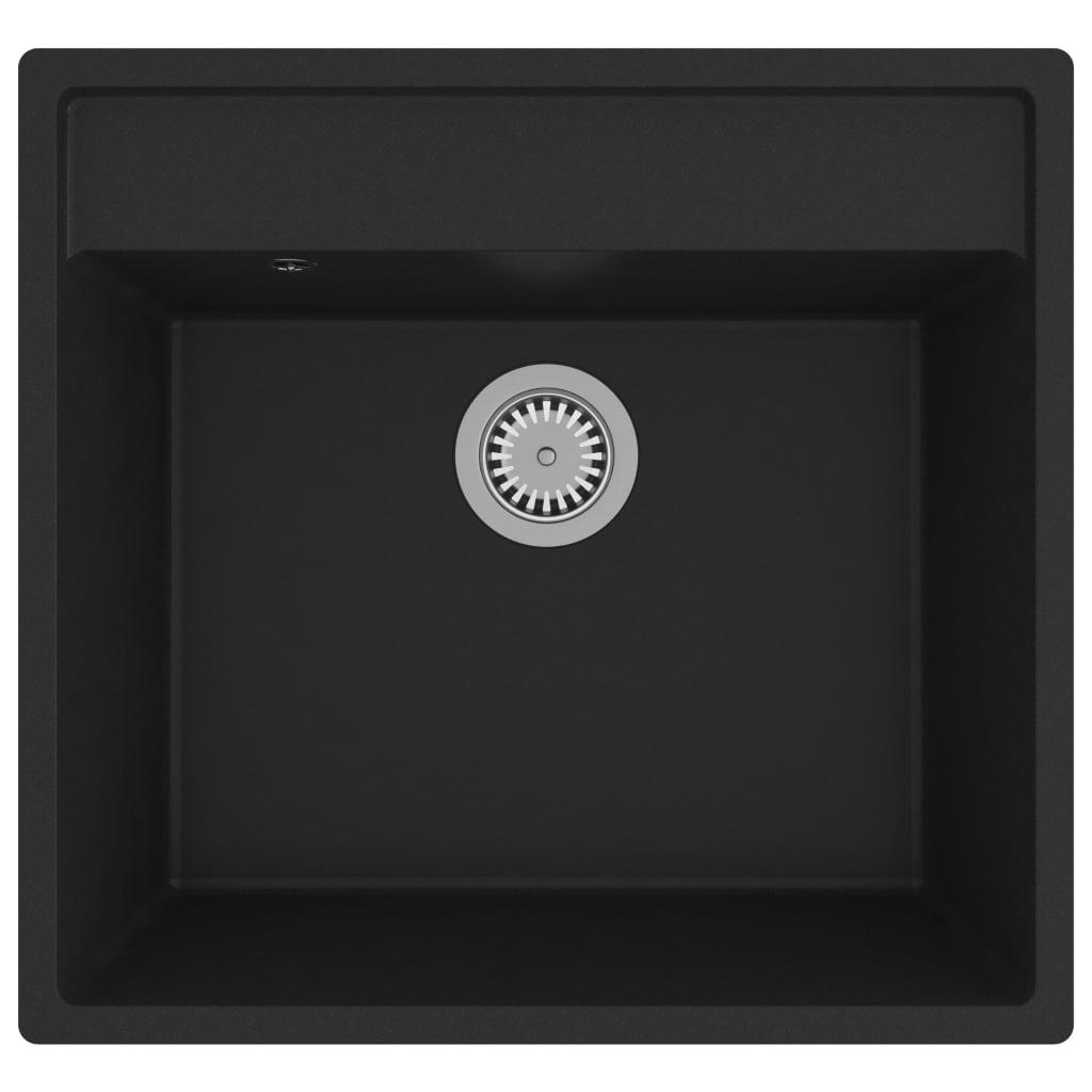 Kitchen Sink with Overflow Hole Black Granite