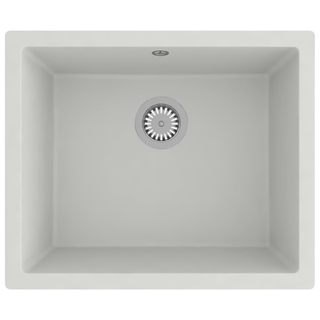 Kitchen Sink with Overflow Hole White Granite