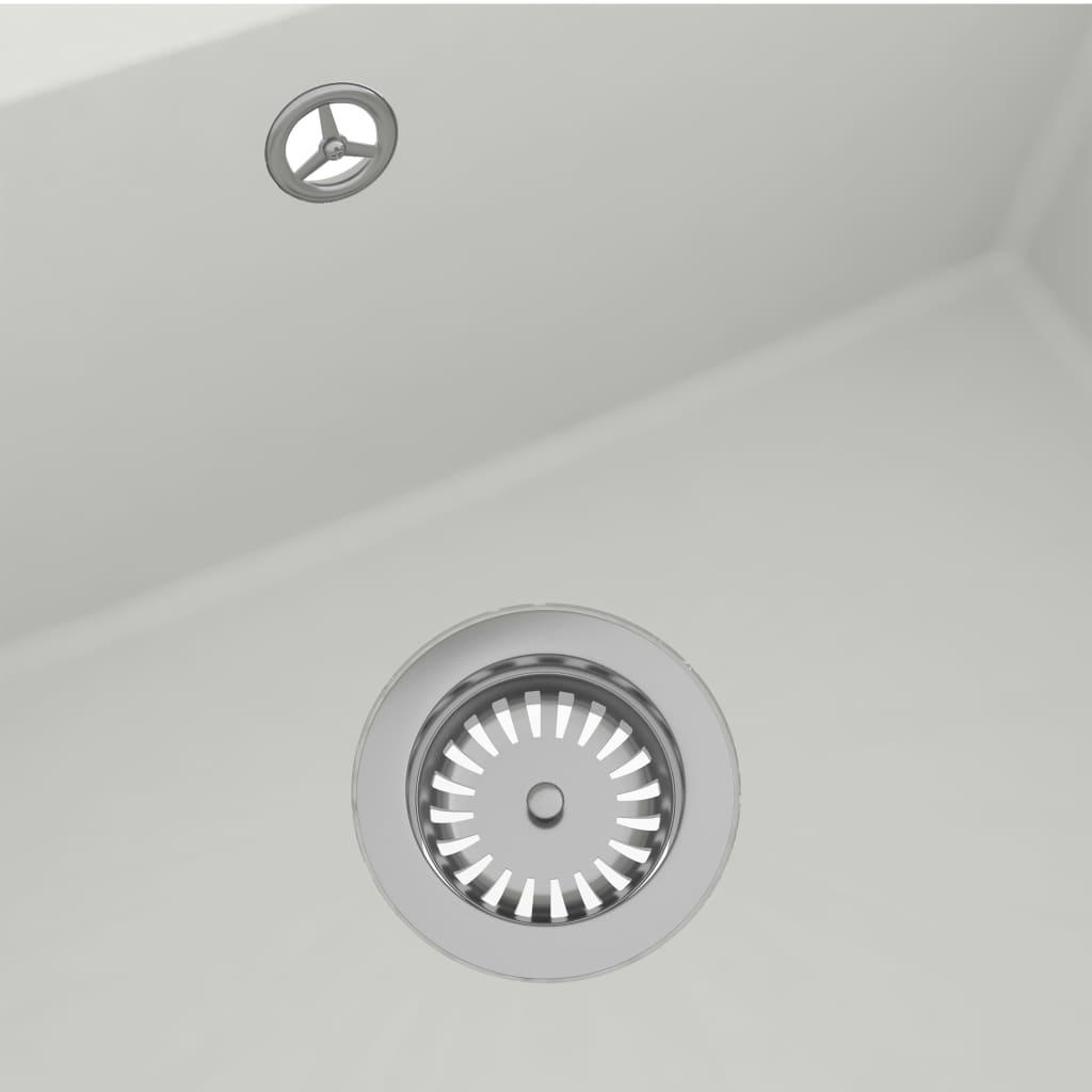 Kitchen Sink with Overflow Hole White Granite