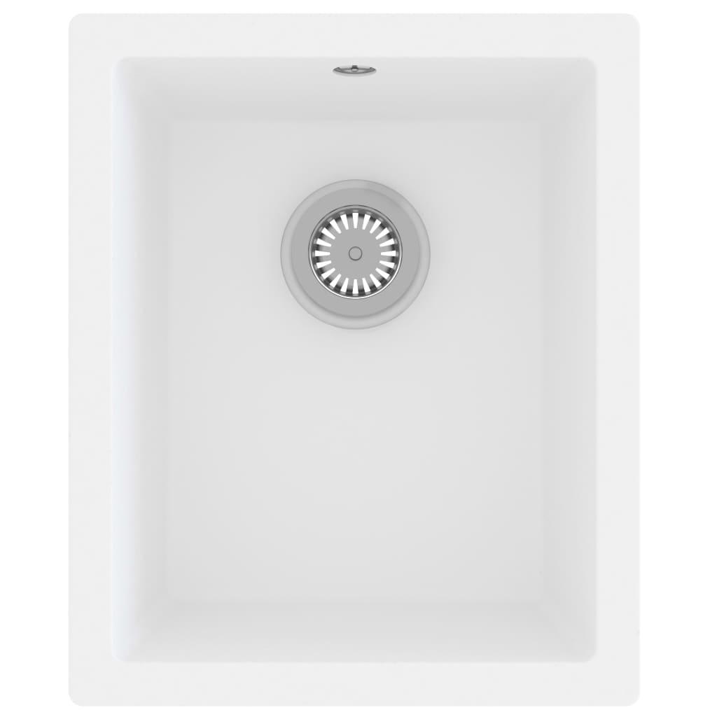 Kitchen Sink with Overflow Hole White Granite