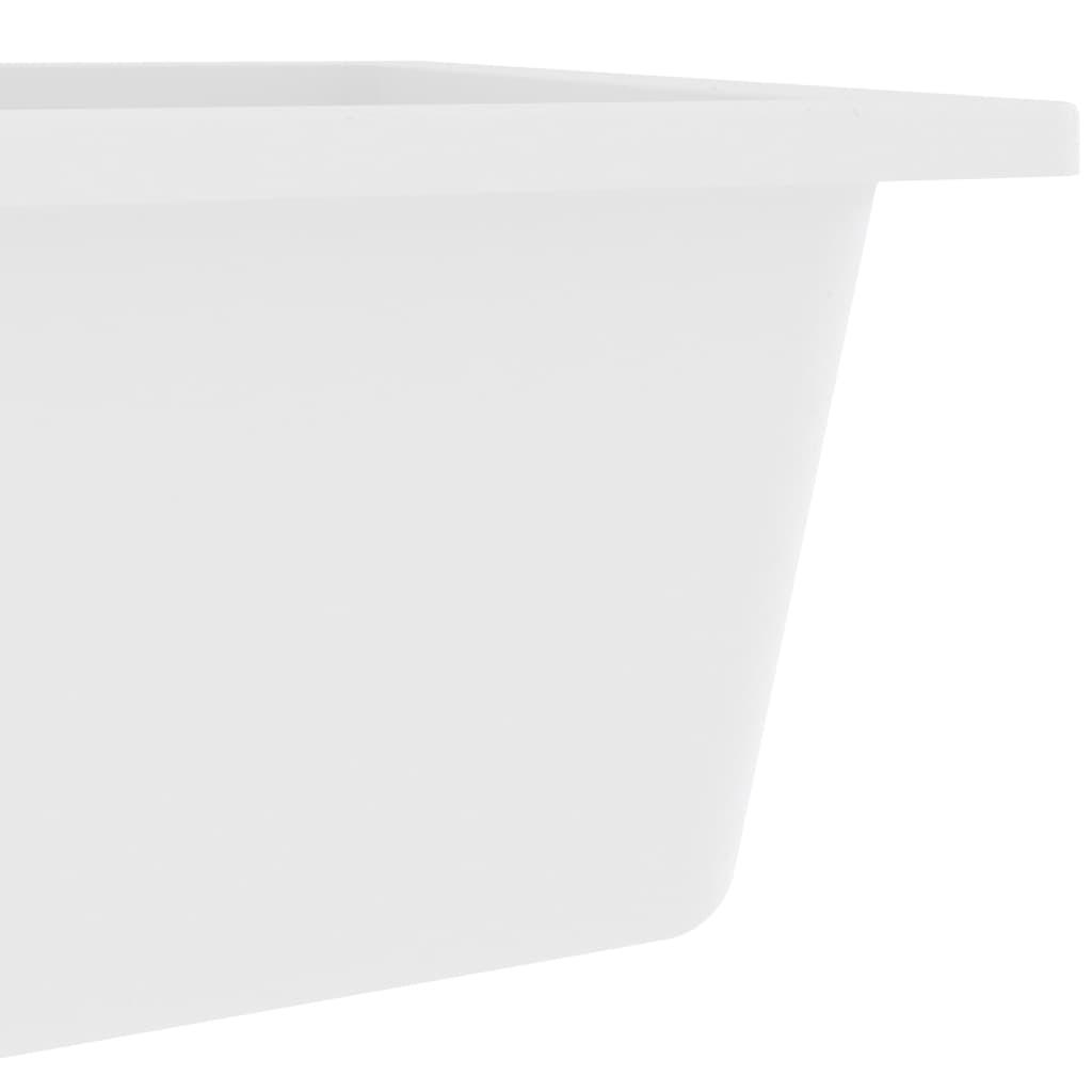 Kitchen Sink with Overflow Hole White Granite