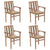 Stackable Garden Chairs with Cushions 4 pcs Solid Teak Wood