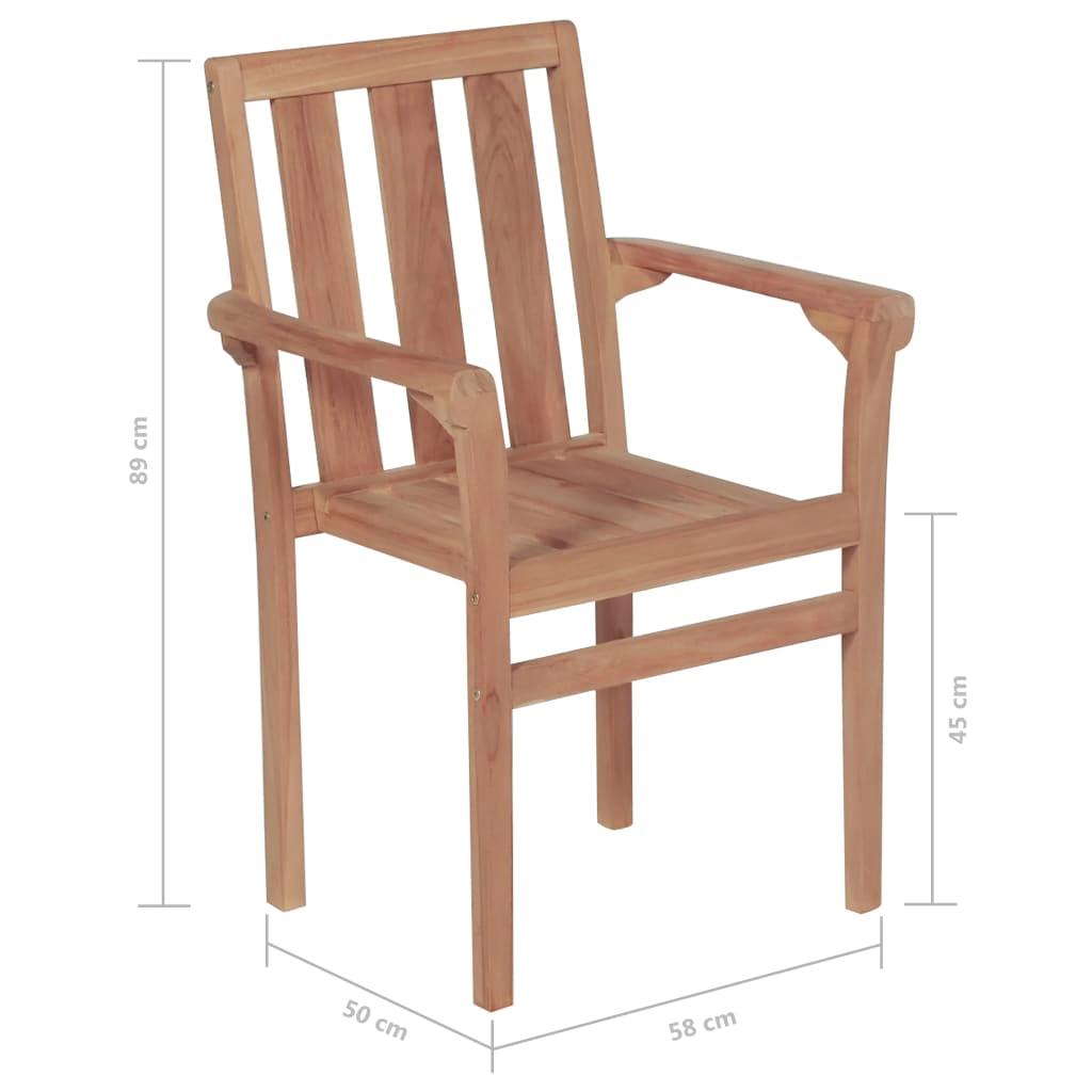 Stackable Garden Chairs with Cushions 4 pcs Solid Teak Wood