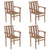 Stackable Garden Chairs with Cushions 4 pcs Solid Teak Wood