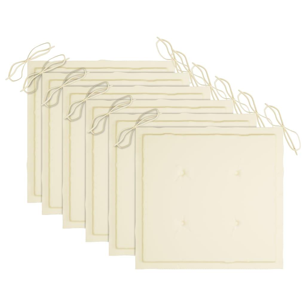 Stackable Garden Chairs with Cushions 6 pcs Solid Teak Wood