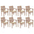 Stackable Garden Chairs with Cushions 8 pcs Solid Teak Wood
