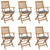 Folding Garden Chairs 6 pcs with Cushions Solid Acacia Wood