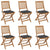 Folding Garden Chairs 6 pcs with Cushions Solid Acacia Wood