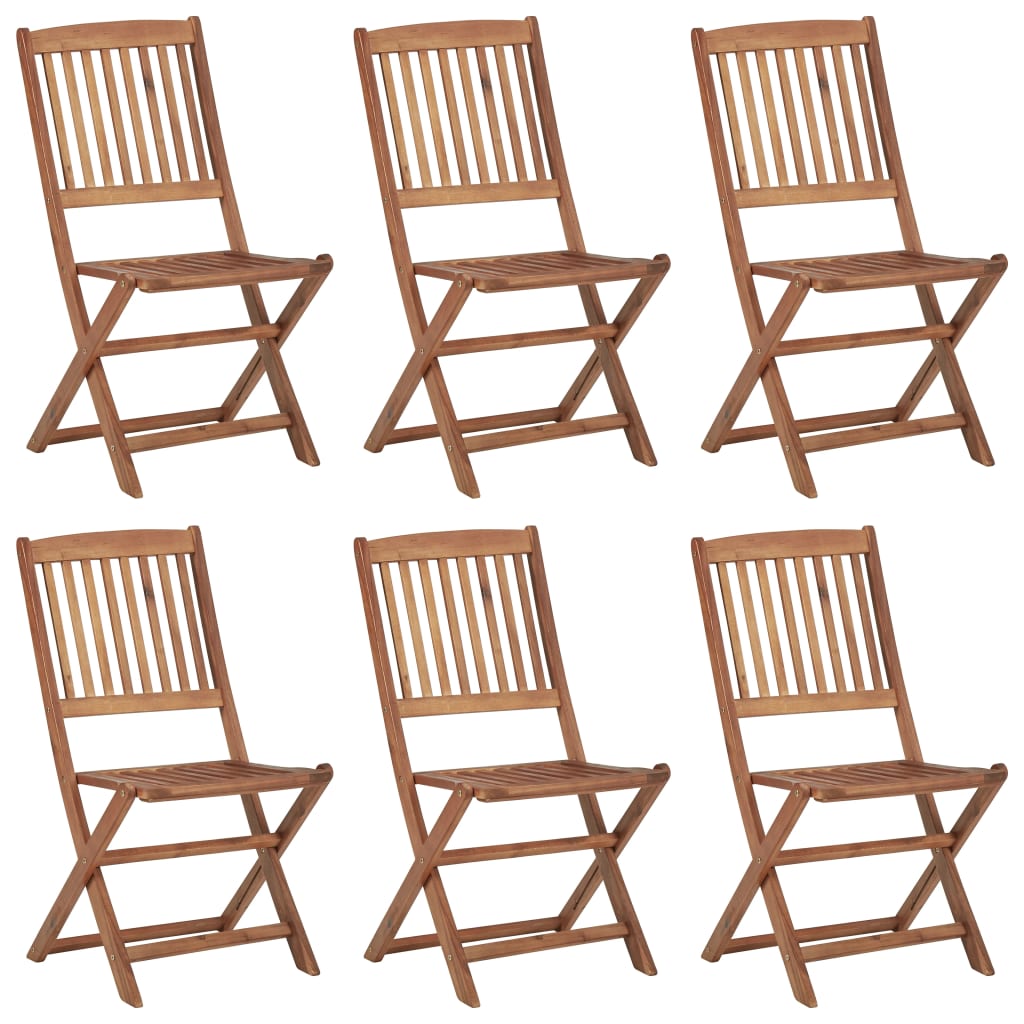 Folding Garden Chairs 6 pcs with Cushions Solid Acacia Wood