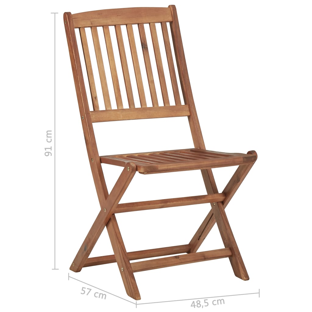 Folding Garden Chairs 8 pcs with Cushions Solid Acacia Wood